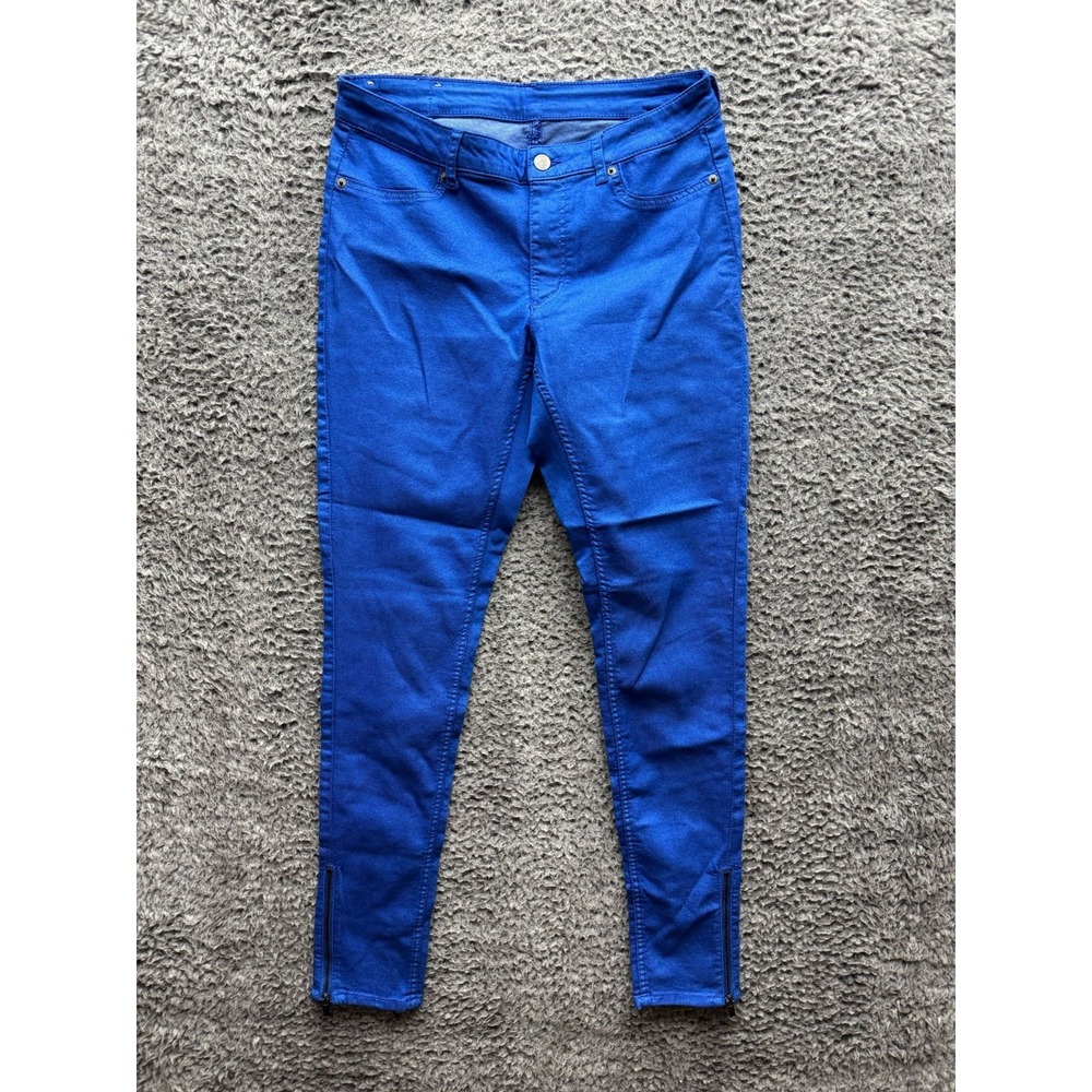 NWT‎ Cheap Monday Skinny Mid Spray Zip Blue Denim Jeans Womens Size 30 - 31